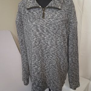 Woolly Threads Women's Black and Gray Marled Cotton Blend Knit Sweater Size L